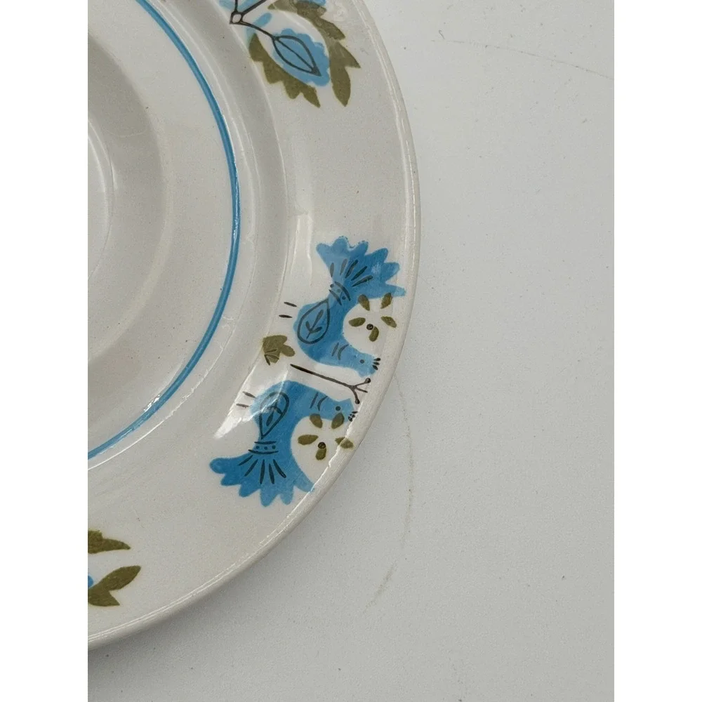 Mikasa Mediterrania Blue Bird Saucers Set of 3 Japan 4026-BL MCM Stoneware
